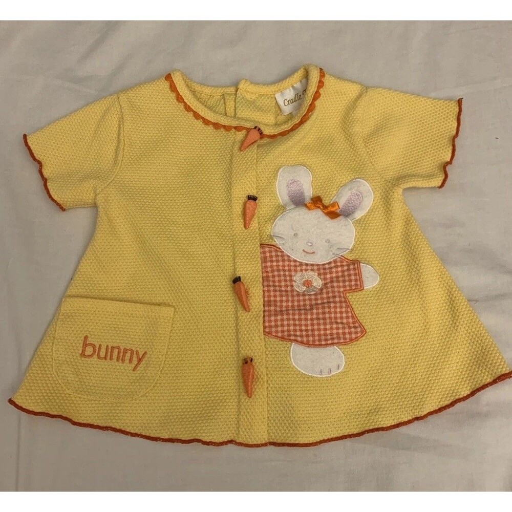 VtG Cradle Togs Baby Bunny Knit Top 18 Months Rabbit Appliqué Carrot Buttons